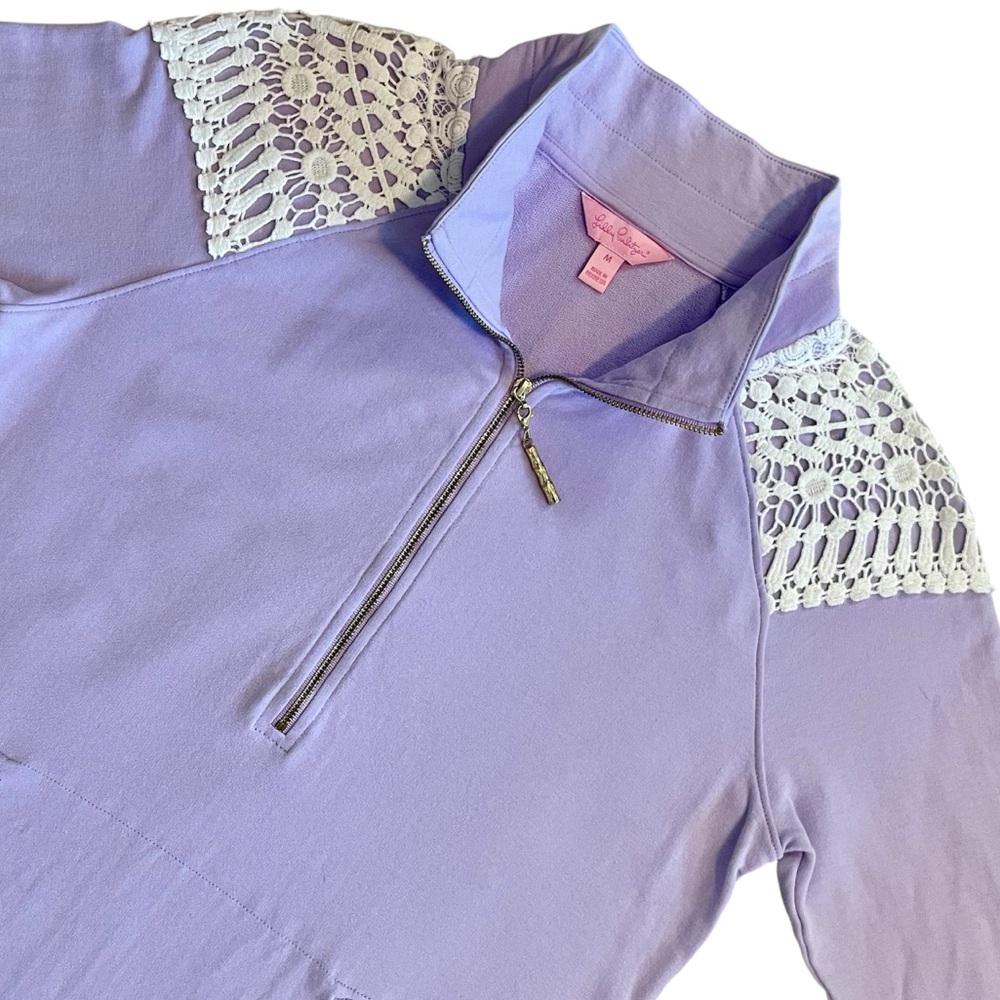 Lilly Pulitzer UPF 50+ Skipper Popover w/ Lace on Shoulders in Lilac Verbena - Picture 6 of 16